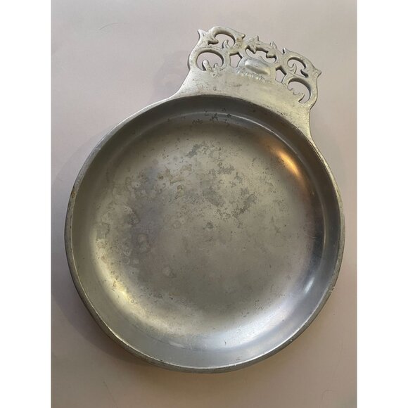 NAMBE #211 Vintage Silvertone Large Porringer Style Bowl with Scroll Handle - Picture 1 of 6